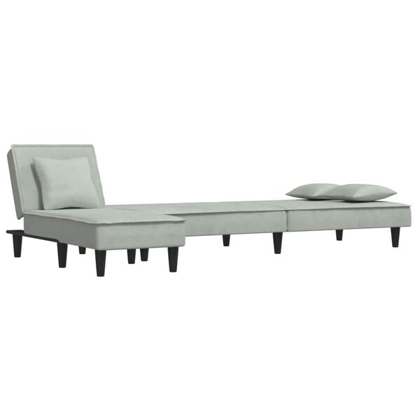 vidaXL L-formet sovesofa 255x140x70 cm velour lysegr&aring;