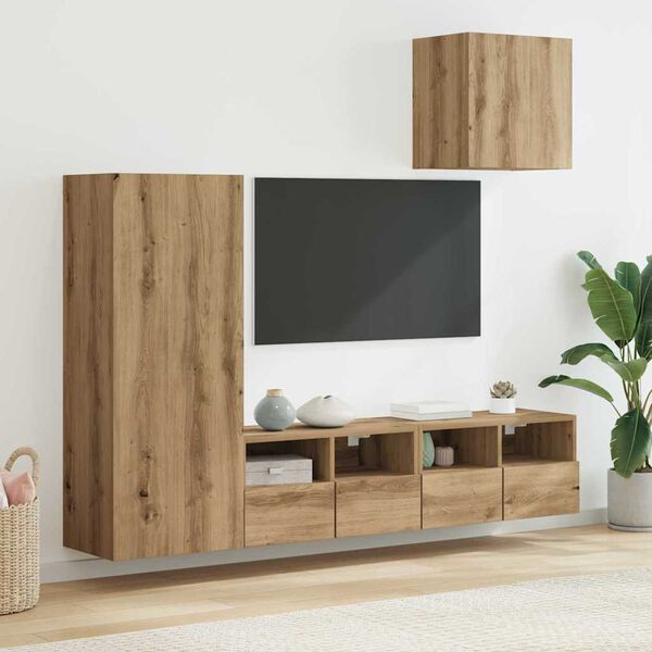 vidaXL TV V&aelig;gmonteringer 4 pcs Artisan Egetr&aelig; Konstrueret tr&aelig;