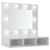 vidaXL spejlskab med LED-lys 60x31,5x62 cm hvid h&oslash;jglans