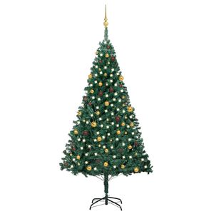 vidaXL kunstigt juletr&aelig; med lys og kugles&aelig;t 240 cm gr&oslash;n