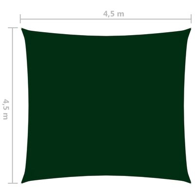 vidaXL solsejl 4,5x4,5 m firkantet oxfordstof mørkegrøn