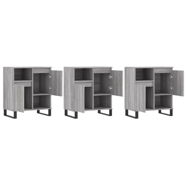 vidaXL skænke 3 stk. konstrueret træ grå sonoma-eg