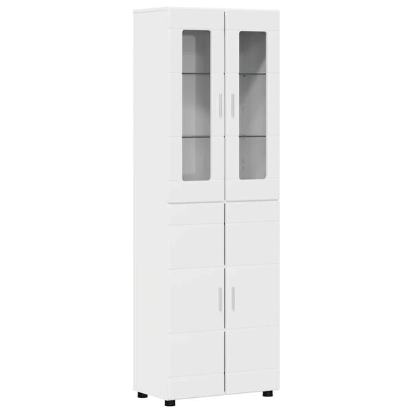 vidaXL Highboard med hylde FLORIN H&oslash;j gloss hvid 60 x 35 x 182 cm