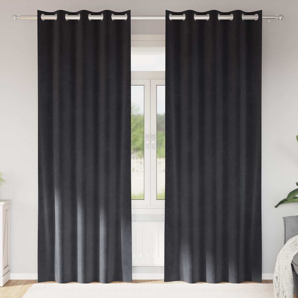 vidaXL M&oslash;rkl&aelig;gningsgardiner 2 pcs M&oslash;rkegr&aring; 140 x 245 cm Fl&oslash;jl