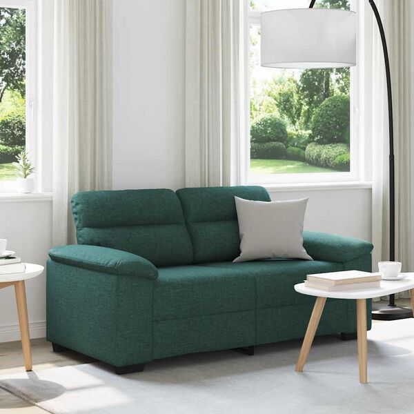vidaXL 2-personers sofa 160x81x84 cm stof m&oslash;rkegr&oslash;n