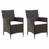 vidaXL havestole med hynder 2 stk. polyrattan brun