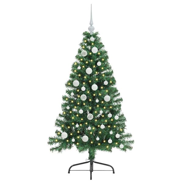 vidaXL Kunstig Forbelyst Juletr&aelig; med 150 LED'er Gr&oslash;n 120 cm PVC