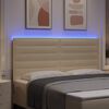vidaXL LED sengegavl med LED -strimmellys Creme 180 cm Polyester