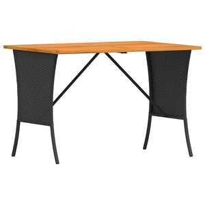 vidaXL havebord med top i akacietr&aelig; 105x75x72 cm polyrattan sort