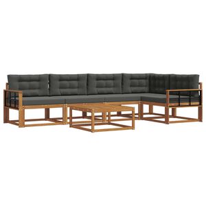 vidaXL Udend&oslash;rs sofagruppe med pude 6 pcs Naturlig og Antracit