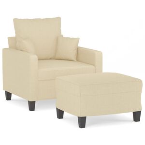 vidaXL sofastol med fodskammel 60 cm Stof cremefarvet