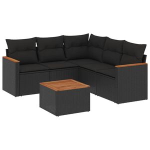 vidaXL sofas&aelig;t til haven 6 dele med hynder polyrattan sort