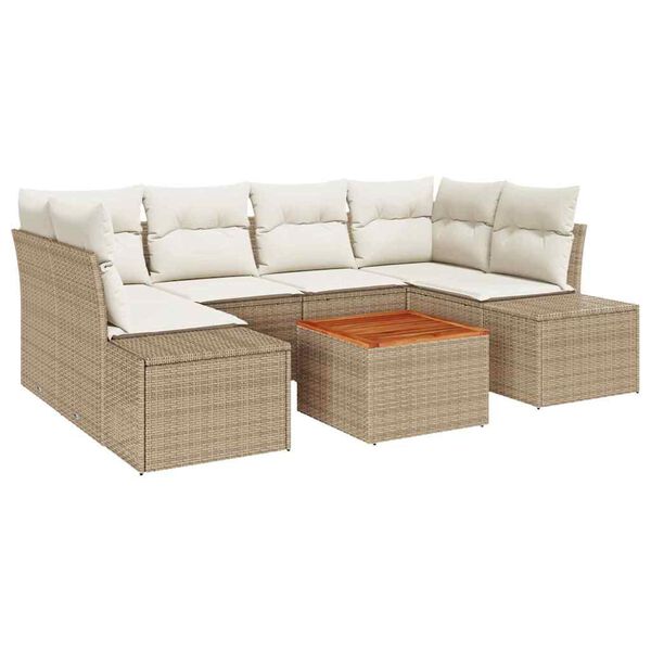 vidaXL Havesofa S&aelig;t med opbevaring 7 pcs Beige og creme polyrattan