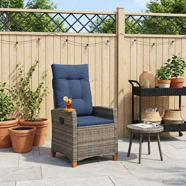 vidaXL L&aelig;nestol med teplade med pude 62 x 64 x 112 cm polyrattan