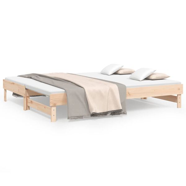 vidaXL daybed med udtr&aelig;k 2x(80x200) cm massivt fyrretr&aelig;