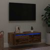 vidaXL tv-bord med LED-lys 75x35,5x25 cm antikt tr&aelig;