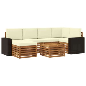 vidaXL Sektionalsofa s&aelig;t med pude 7 pcs Naturlig og Fl&oslash;de
