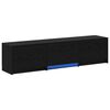 vidaXL TV-bord med LED Sort Eg 165 x 34 x 40 cm Konstrueret tr&aelig;