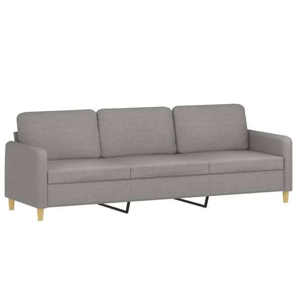 vidaXL 3-personers sofa med fodskammel 210 cm stof Lysegr&aring;
