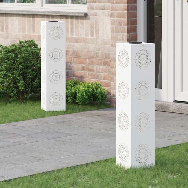 vidaXL Solar LED sti lys 2 pcs Hvid Koldvalset St&aring;l