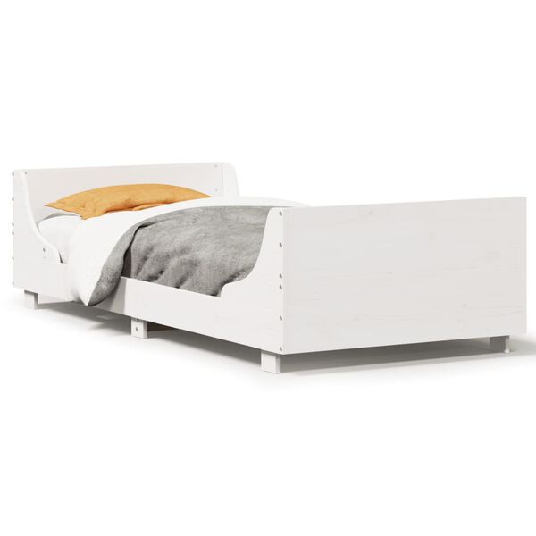 vidaXL sengeramme uden madras 100x200 cm massivt fyrretr&aelig; hvid