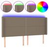 vidaXL sengegavl med LED-lys 203x16x118/128 cm stof gr&aring;brun