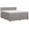vidaXL Boxmadras med topmadras Gr&aring;brun 160 x 200 cm Stof
