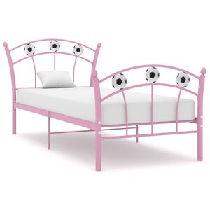 vidaXL sengestel 90x200 fodbolddesign metal pink