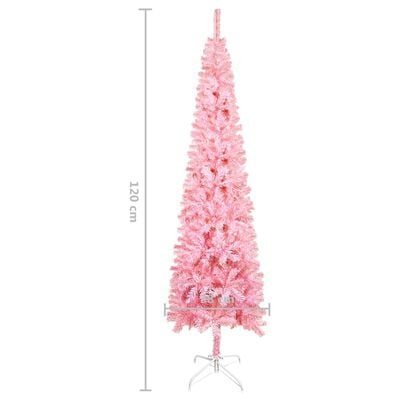 vidaXL smalt juletræ med lys og kuglesæt 120 cm lyserød
