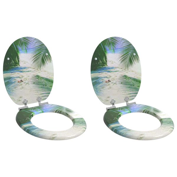 vidaXL toilets&aelig;der med soft close-l&aring;g 2 stk. MDF stranddesign