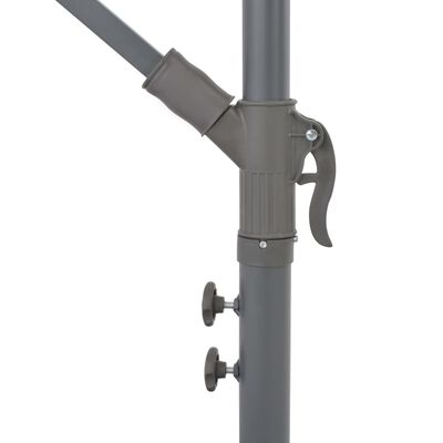 vidaXL hængeparasol med LED-lys og metalstang 350 cm gråbrun