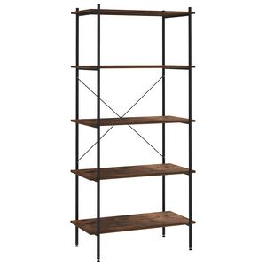 vidaXL reol med 5 hylder 80x40x163 cm sort og naturfarvet