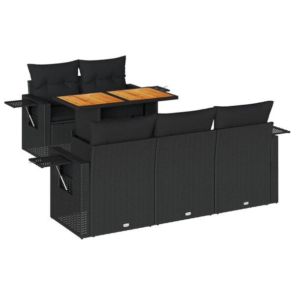 vidaXL sofas&aelig;t til haven 6 dele med hynder polyrattan sort
