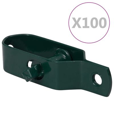 vidaXL hegnstrådstrammere 100 stk. 100 mm stål grøn