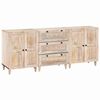 vidaXL Sideboard 3 stk. 180 x 33,5 x 75 cm Massivt mangotr&aelig; Hvid