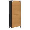 vidaXL Highboard med skuffe Sort eg 69,5 x 34 x 180 cm Konstrueret træ