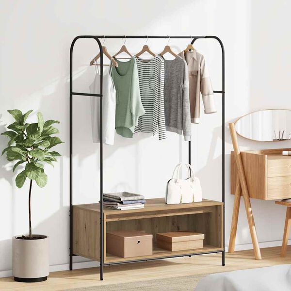 vidaXL Tøjstativ Brun eg 100 x 44 x 160 cm Konstrueret træ