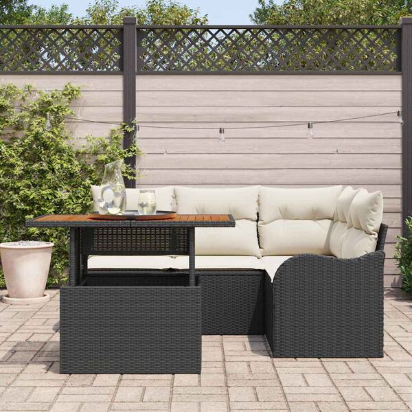 vidaXL Havesofa S&aelig;t med opbevaring 5 pcs Sort Poly rattan