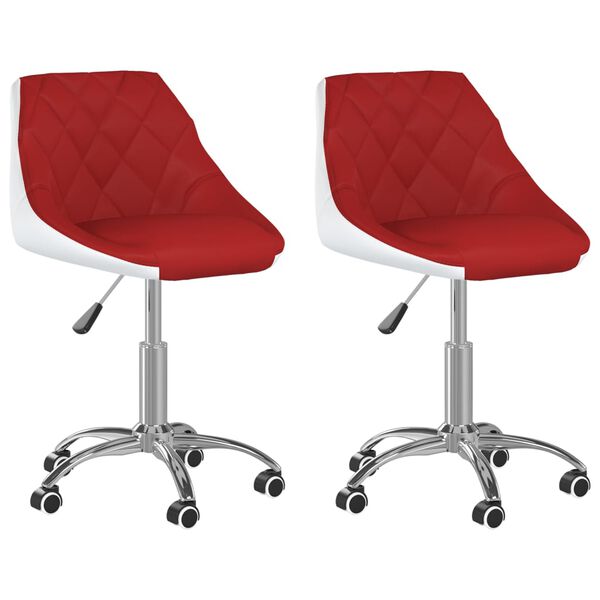 vidaXL drejelige spisebordsstole 2 stk. kunstl&aelig;der vinr&oslash;d og hvid