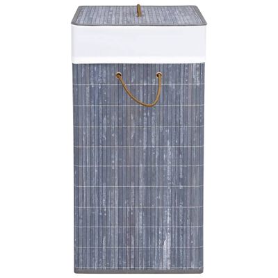 vidaXL vasketøjskurv med 2 rum 100 l bambus grå