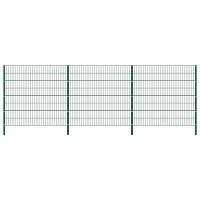 vidaXL hegnspaneler med stolper 5,1 x 1,6 m jern grøn