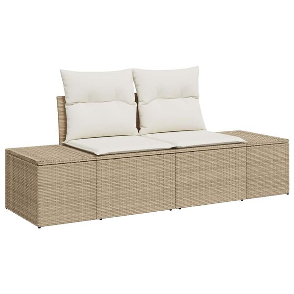 vidaXL Havesofa Sæt med opbevaring 6 pcs Beige Poly rattan