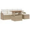 vidaXL Havesofa S&aelig;t med pude 6 pcs Beige og creme polyrattan