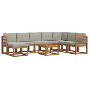 vidaXL Udend&oslash;rs sofagruppe med pude 9 pcs Naturlig og Lys Gr&aring;