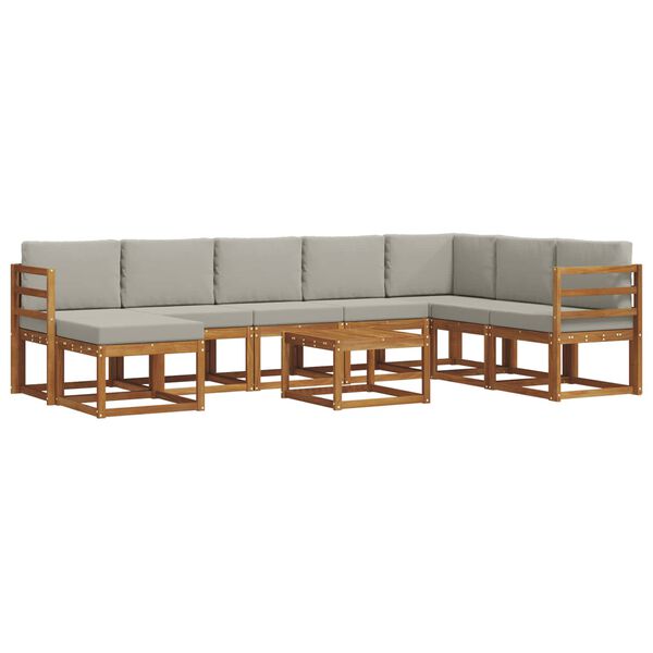 vidaXL Udend&oslash;rs sofagruppe med pude 9 pcs Naturlig og Lys Gr&aring;