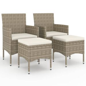 vidaXL havestole med skamler 4 dele polyrattan beige