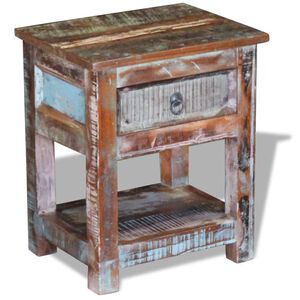 vidaXL sidebord med 1 skuffe 43x33x51 cm massivt genbrugstr&aelig;