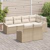 vidaXL Havesofa S&aelig;t med pude 7 pcs Beige og hvid polyrattan
