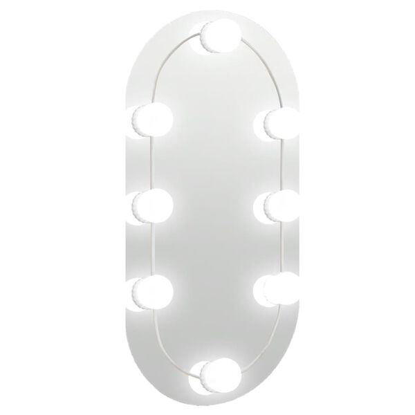 vidaXL spejl med LED-lamper 40x20 cm oval glas