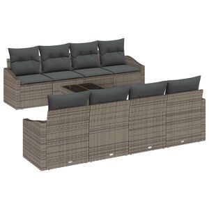 vidaXL Sofa S&aelig;t med pude med opbevaring 7 pcs Gr&aring; polyrattan